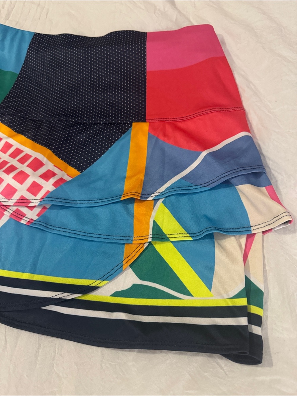 Lucky in Love Women’s Multicolor Patterned Athletic Skort - Vibrant Patchwork - Picture 5 of 8